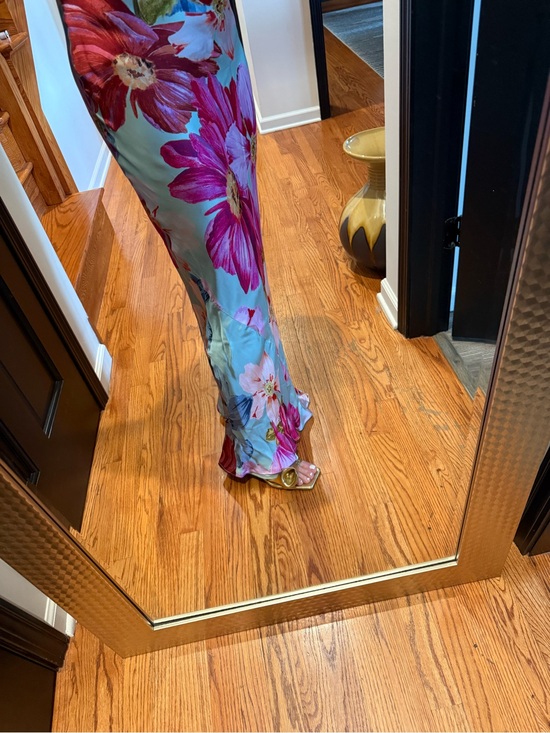 Amanda Uprichard Dresses & Skirts - Amanda Uprichard Aqua Floral Maxi Dress with Magenta Flowers